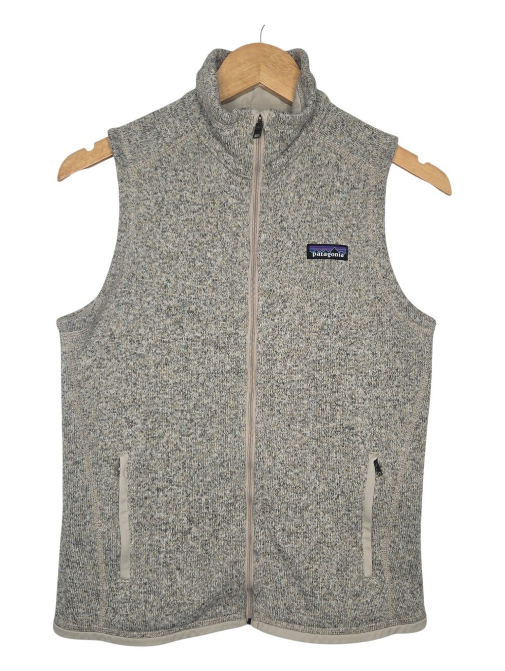 Patagonia Womens Pelican Tan Outdoor Full Zip Better Sweater Fleece Vest Medium